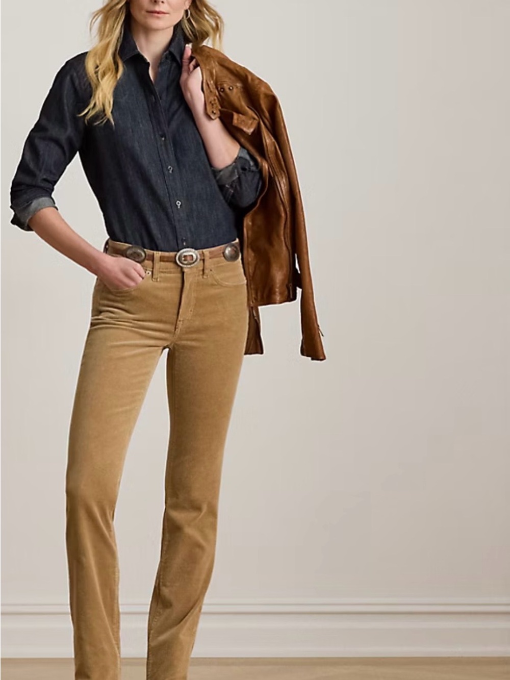 Ralph Lauren Straight-Leg Corduroy Jeans in Camel